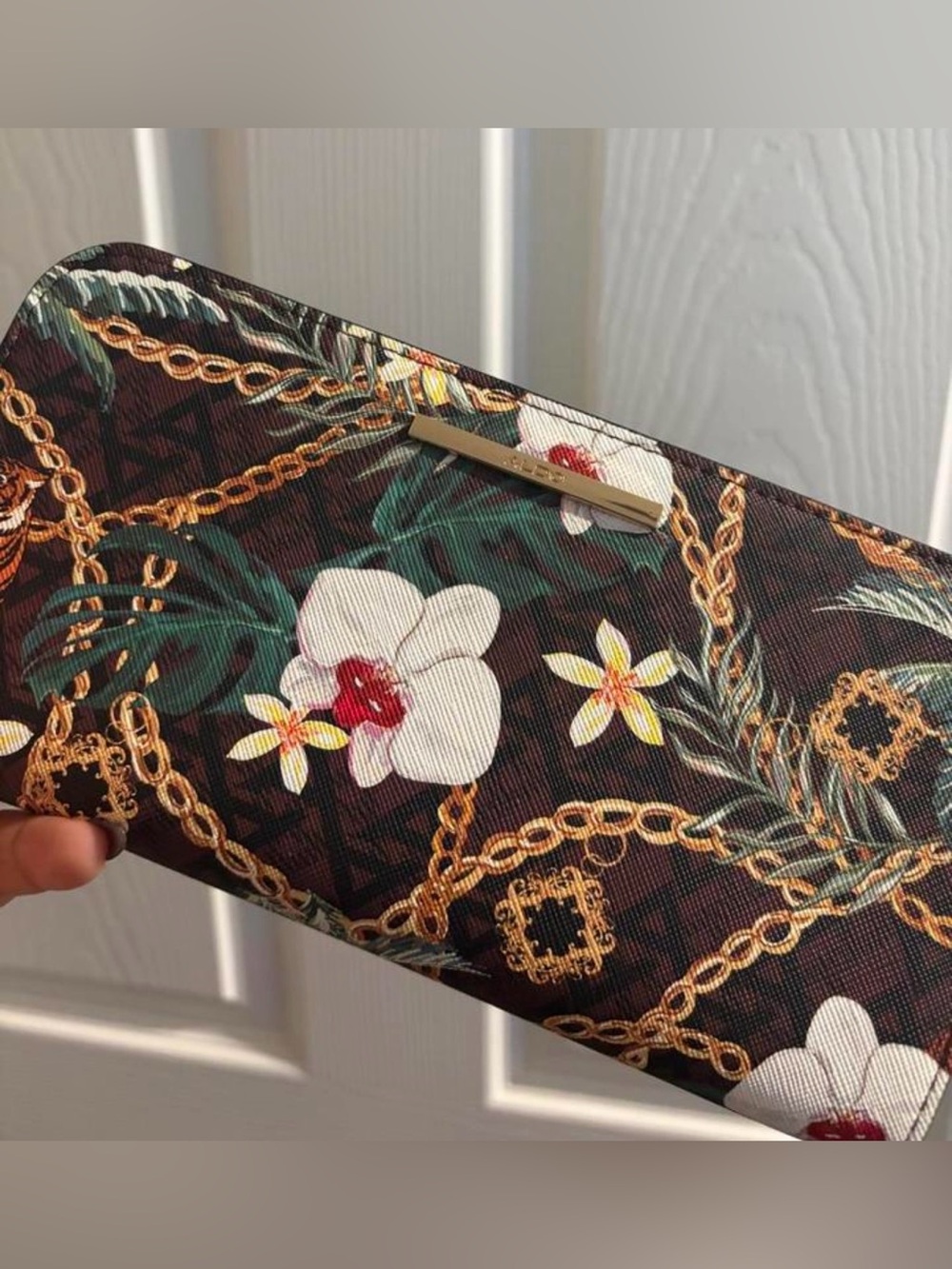 ALDO Floral Chain-Print Women’s Clutch Bag in Black